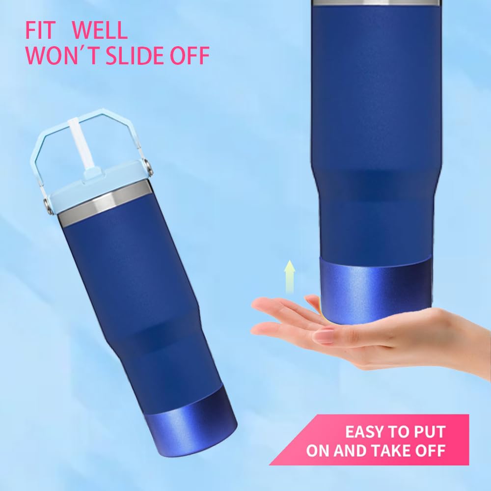 Metallic Matte Luster Silicone Boot Sleeve for Owala 24oz & Stanley/Simple Modern 20-40oz & Water Bottle 12-24oz and More Bottles with 2.8-3in Base Glitter Anti-Slip Bottom Cover (Sapphire)