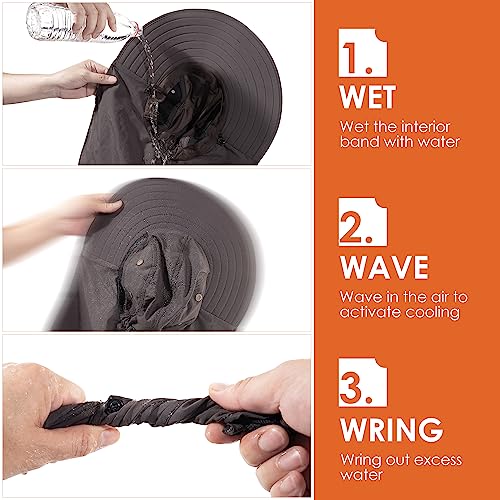 HEEHIPOO Mens Women Fishing Hat UPF 50+ Wide Brim Sun Hat with Face Cover & Neck Flap Dark Gray