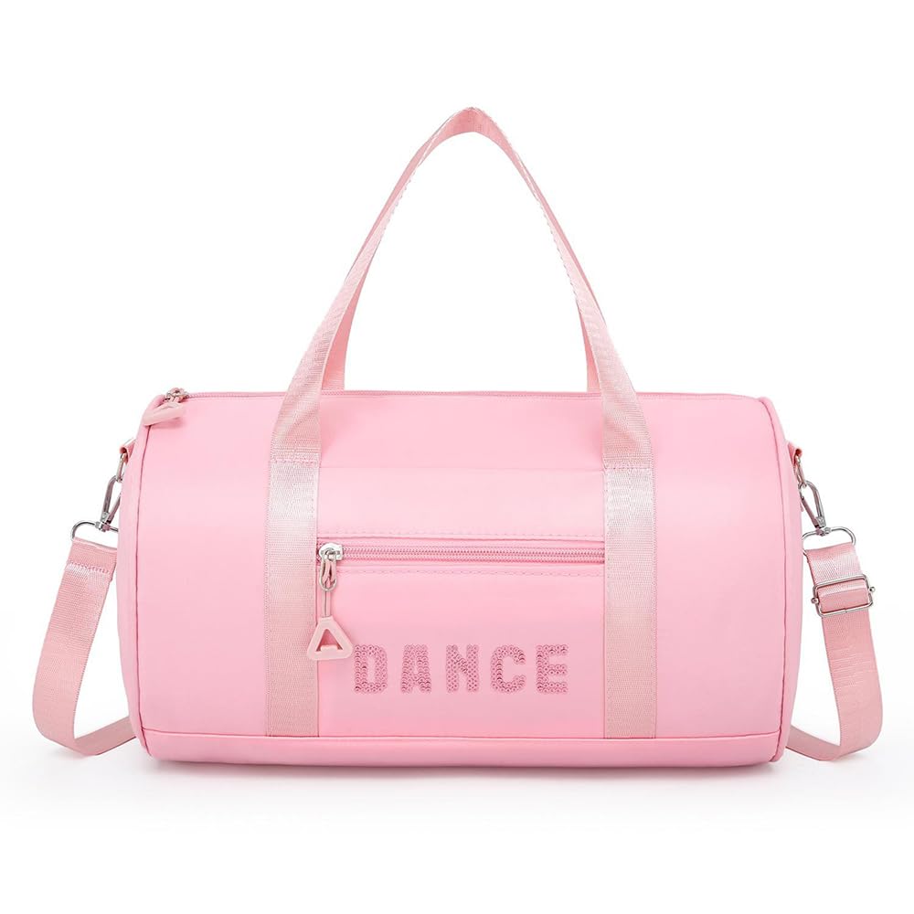 HYOOG Dance bags for kids Lightweight Cute Ballet Dance Bag Gym Travel Duffle Bag for Girls Tutu Dress Bag 3-6 Year Olds (Pink-sequins)