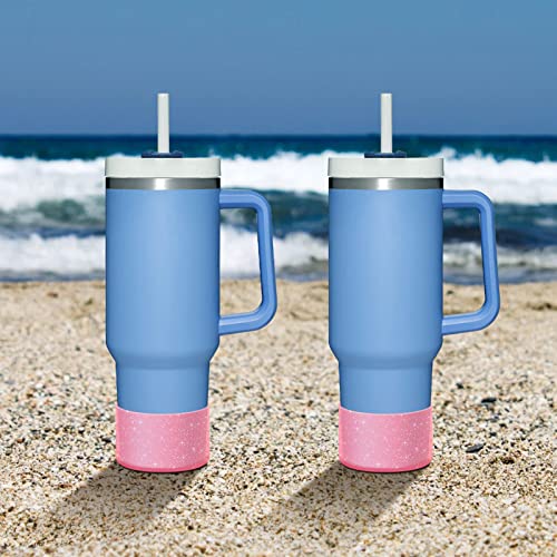 WUQID 2 Pack Bling Silicone Boot Compatible with Stanley Quencher Adventure 40oz & Stanley IceFlow 20oz 30oz, Reduces Dents Protective Water Bottle Bottom Cover Sleeve Compatible with Stanley Tumbler