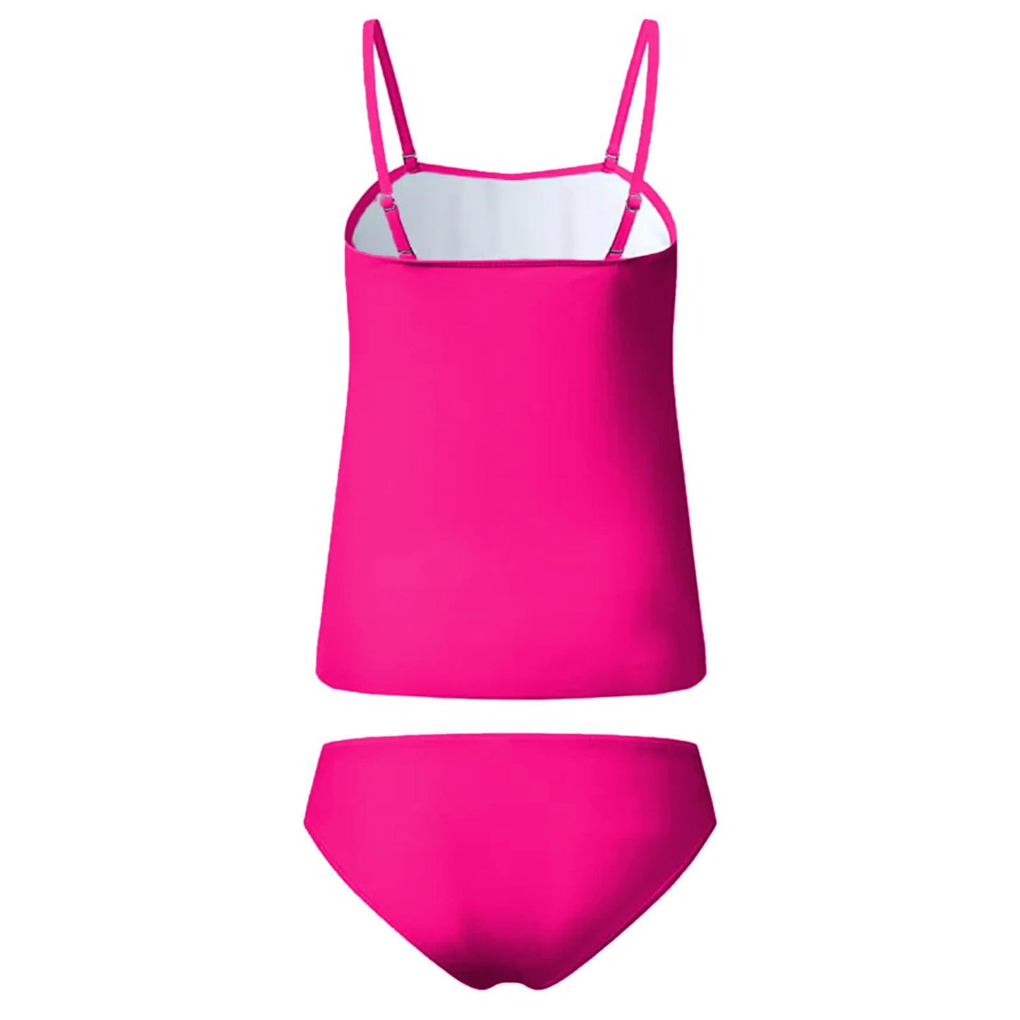 JEUROT 2 Piece Bandeau Swimsuits for Women Strapless Bathing Suits Tummy Control Flowy Swimwear with High Waisted Bottom Swim Suits 2024 Beach Vacation Outfits (Hot Pink, XXL)