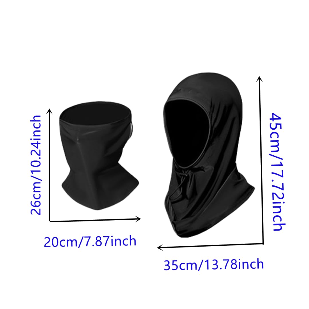 Detachable Summer Balaclava Sun UV Protection Hood Breathable Face Cover Full Head Mask for Men Women Cycling Motorcycle Fishing Black