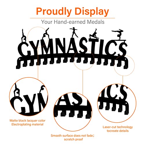 SUPERDANT Gymnastics Medal Hook Sports Medal Holder Display Hanger Rack Metal Wall Mount with 17 Hooks for 60+ Hanging Medal Rack Display Competition Medal Holder Display Wall Hanging