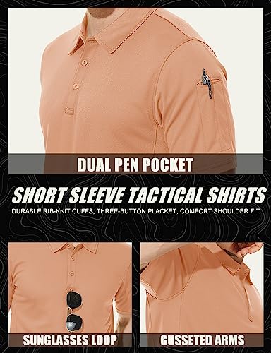 MAGCOMSEN Navy Blue Polo Shirts for Men T Shirts Short-Sleeve Hiking Shirts Hunting Shirt Tactical Shirts Navy M