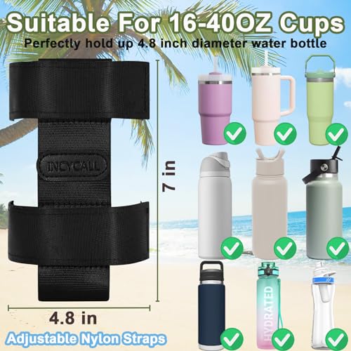 INCYCALL 1 Pack Bogg Bag Cup Holder for Stanley/Owala/Yeti, Large Cups Holder Fit 16-40oz, Adjustable Bogg Bag Cup Holder Accessories Compatible with All Bogg Bag, BLACK