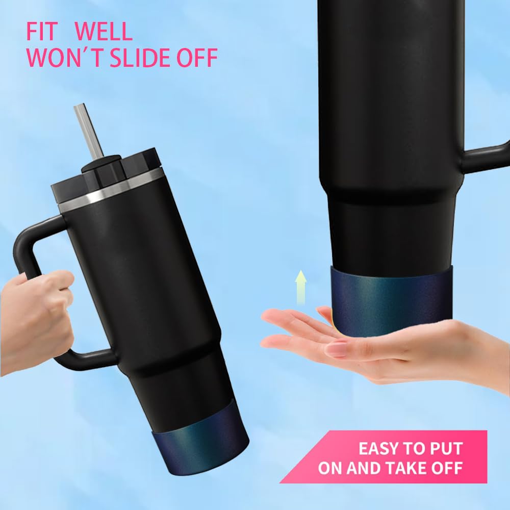 New Chameleon Gradient Matte Luster Silicone Boot Sleeve for Owala 24oz for Stanley/Simple Modern 20-40oz and More Bottles with 2.8-3in Base Anti Slip Bottom Straw Cover Protector (Obsidian)