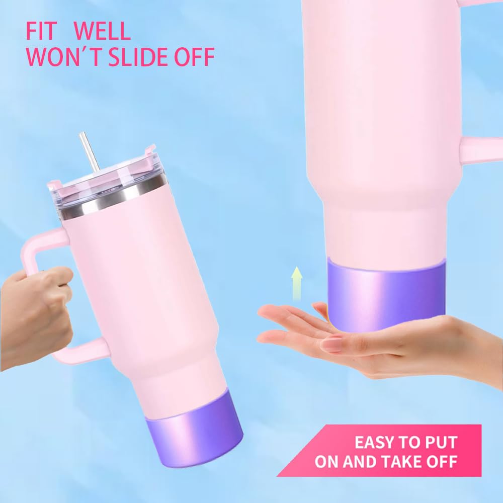 Metallic Matte Luster Silicone Boot Sleeve for Owala 24oz & Stanley/Simple Modern 20-40oz & Water Bottle 12-24oz and More Bottles with 2.8-3in Base Glitter Anti-Slip Bottom Cover (Wisteria)