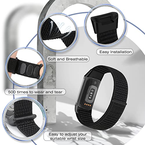AVOD Sport Loop Nylon Watch Bands Only Compatible with Charge 6/Charge 5, Adjustable Breathable Replacement Soft Nylon Loop Wristband Accessories for Women Men for Charge 6/Charge 5