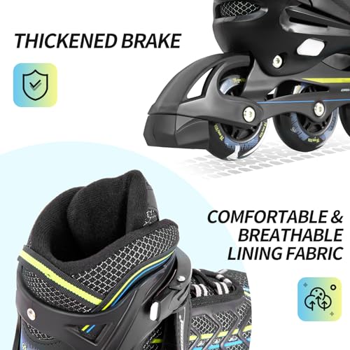 Fotoumgl Inline Skates for Adult and Kids, Adjustable Inline Skates with Light up Wheels, Outdoor Beginner Inline Skates for Girls, Boys, Women, Men