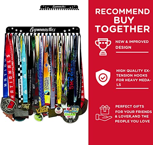 Premium Medal Display Hanger Never Give Up with 20 Hooks,Medal Hanger Display For Wall with 16inchL,race medal display Upgraded Medal Holder display with Simple Design For gymanstics,race,soccer,swim