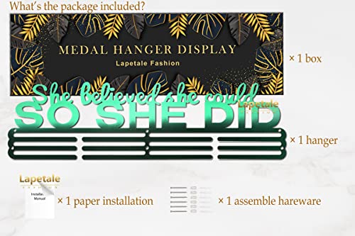 Lapetale Fashion Medal Hanger Holder Display Wall Rack Frame Shelf in 16" long-Medal Hanger Awards Ribbon Cheer,gymnastics,soccer,softball Holder Display Custom Rack for Sports Medals Easy to Install