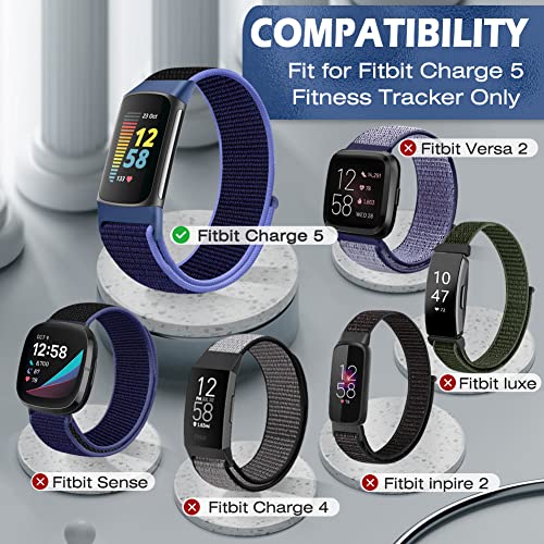 AVOD Sport Loop Nylon Watch Bands Only Compatible with Charge 6/Charge 5, Adjustable Breathable Replacement Soft Nylon Loop Wristband Accessories for Women Men for Charge 6/Charge 5