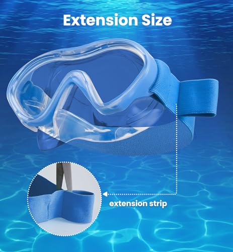 Aegend 2 Pack Kids Snorkel Goggles - Knitted Strap - Kids Swim Goggles with Nose Cover for 3-12, Blue & Rose-red