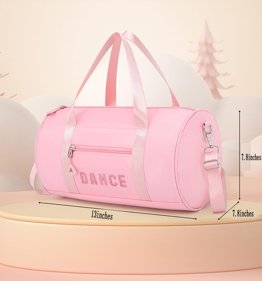 HYOOG Dance bags for kids Lightweight Cute Ballet Dance Bag Gym Travel Duffle Bag for Girls Tutu Dress Bag 3-6 Year Olds (Pink-sequins)