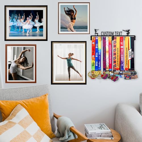 Personalized Medal Holder with Name Display Rack for Awards Ribbons - Metal Custom Sports Race Plaques Hanger for Wall Mount Hold Up 60 Medal Hanger Display for Athlete Boy Girl Kid