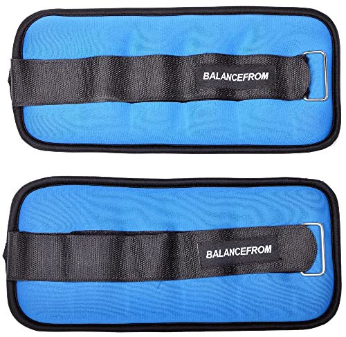 Signature Fitness Fully Adjustable Ankle Wrist Arm Leg Weights, 2 lbs each (4-lb pair), Blue