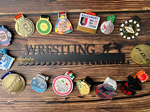 Lapetale Fashion Wrestling Medal Hanger Display Medal Holder Hanger Display Rack Frame with 20PCS Hanging Hooks Upgraded Extension Hooks Easy Install Easy to Use Wrestling Medal Display Rack