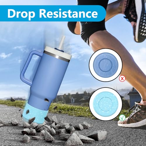 WUQID 2 Pack Bling Silicone Boot for Stanley Quencher Adventure 40oz & Stanley IceFlow 20oz 30oz, Reduces Dents Protective Silicone Water Bottle Bottom Cover Sleeve Compatible with Stanley Tumbler