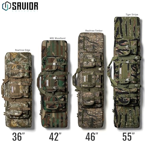 Savior Equipment American Classic Tactical Double Long Gun Bag Pistol Transportation Case w/Backpack Strap, 36 Inch Timber
