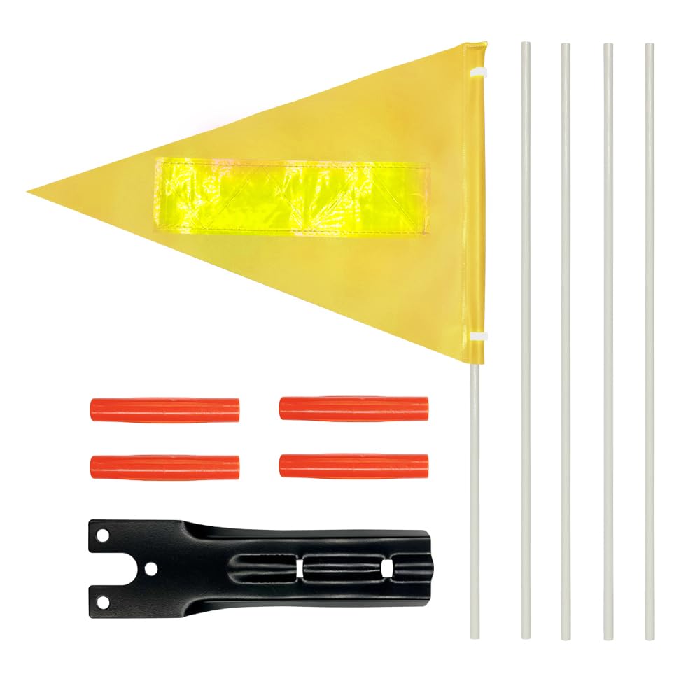 RAXCONN Wheelchair Safety Flag, Bicycle Safety Flag, Polyester Full Color Tear Resistant Waterproof Yellow with Reflective Flag, Bike Flag with Heavy Duty Fiberglass Poles for Safety 6 Feet Adjustable Height