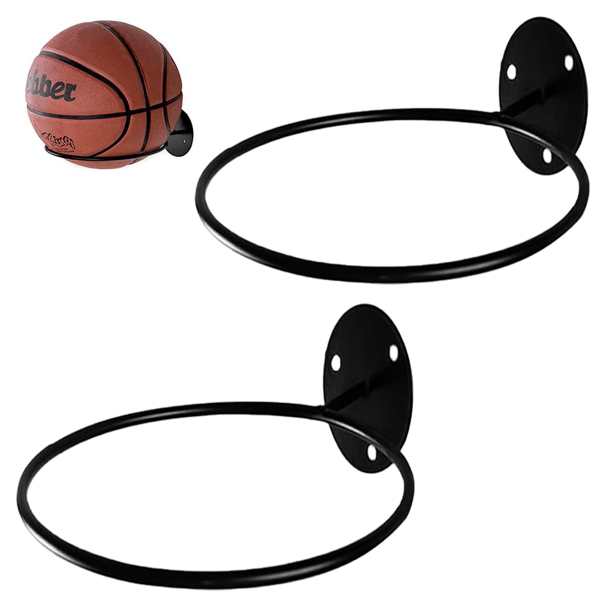 RT&BS Basketball Holder Wall Mount, 2 pcs Ball Display Wall Storage for Basketball, Soccer Ball, Volleyball, Football, Rugby