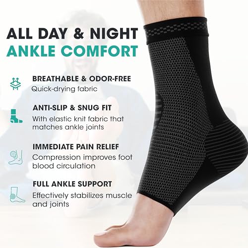 Modvel Foot & Ankle Brace Socks for Sprained Ankle Compression Sleeve - Foot Support for Women & Men - Tendonitis & Arthritis Ankle Brace Sports Running, Torn Ligaments & Women Stabilizing Ankle Wrap
