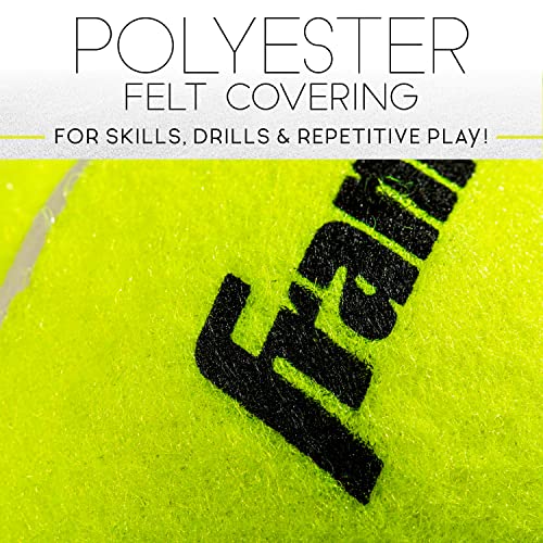 Franklin Sports Pressureless Tennis Balls - Official Size Low Pressure Tennis Balls - Great for Training + Practice - 12 Pack Bag of Low Bounce Tennis Balls - All Court Surface Tennis Balls