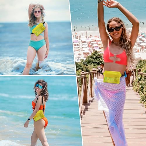 jealkip Waterproof Pouch with Adjustable Waist Strap, Waterproof Dry Bag, Keeps Cell Phones and Valuables Safe and Dry, Perfect for Kayaking, Beach, Camping and Swimming (Yellow)