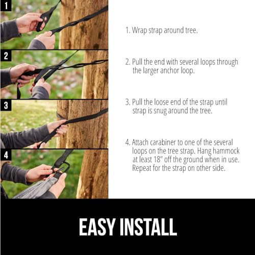 Gorilla Grip Durable Portable Camping Hammock, Holds 400lbs with Heavy Duty Tree Straps, Comfortable Travel Swing, Camp Hammocks, Easy to Use and Install, Outdoor Essentials, Blue, 9x4.5 FT