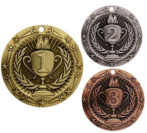 Decade Awards' 3rd Place Bronze Medal - Large Metal Award Medals with Stars & Stripes American Flag V Neck Ribbon - Perfect for School Competitions, Coaches, Students, Athletes & Scholars