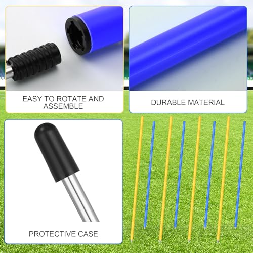 Silipull 4 Pcs Training Agility Poles 5ft Adjustable Soccer Training Poles Soccer Training Sticks Sports Speed and Agility Training Equipment for Football Sport Soccer Speed Training (Yellow, Blue)