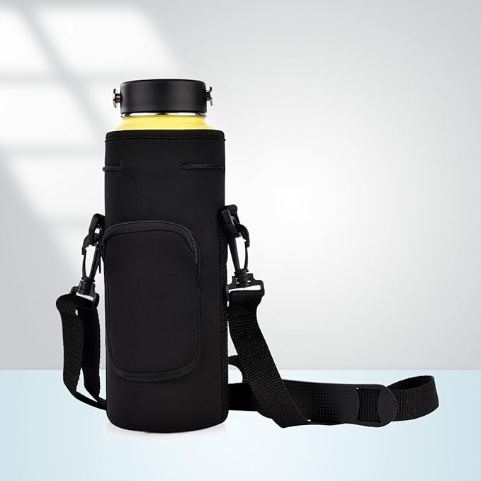 AF-WAN Neoprene Carrier Water Bottle Insulation Sleeve,Waterproof, Anti-Slip, Anti-Scratch Pouch with Shoulder Strap, fit for Owala Insulated Stainless Steel Water Bottle (Black, For 40 oz)