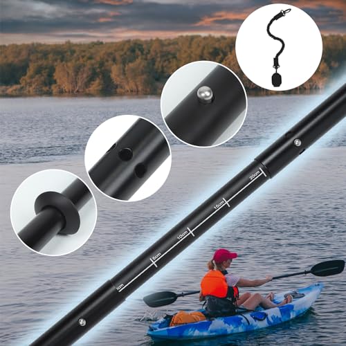 Leader Accessories Adjustable Kayak Paddle 90-98 inches/230-250cm Aluminum Alloy Shaft for Kayaking Boating Canoeing with Paddle Leash (Black, Aluminum Shaft)