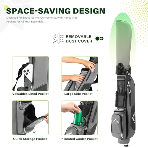 UNIHIMAL Golf Lightweight Stand Carry Bag PRO with Dual Shoulder Straps – Easy to Carry and Durable Pitch n Putt Golf Bag for The Driving Range, Par 3, and Executive Courses – 31.5 inches Tall (Black)