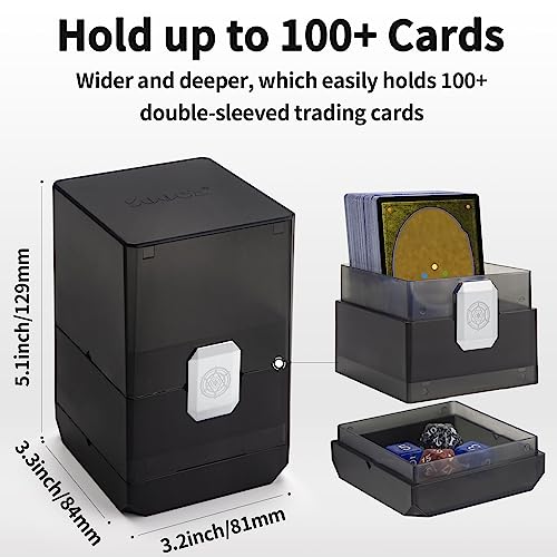 Sooez 4 Pack MTG Deck Card Box with Dice Storage, 100+ Strong Deck Case Holder, Boulder Deck Card Box Translucent, Deck Card Boxes for Magic Commander/YuGiOh/TCG Cards