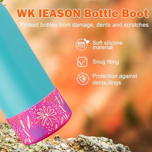 WK IEASON 2Pcs Silicone Water Bottle Boot for Owala 24oz, Protective Flask Bottom Cover Base for Owala FreeSip Twist and Flip Flask Bottles (Clearx2, 24OZ)