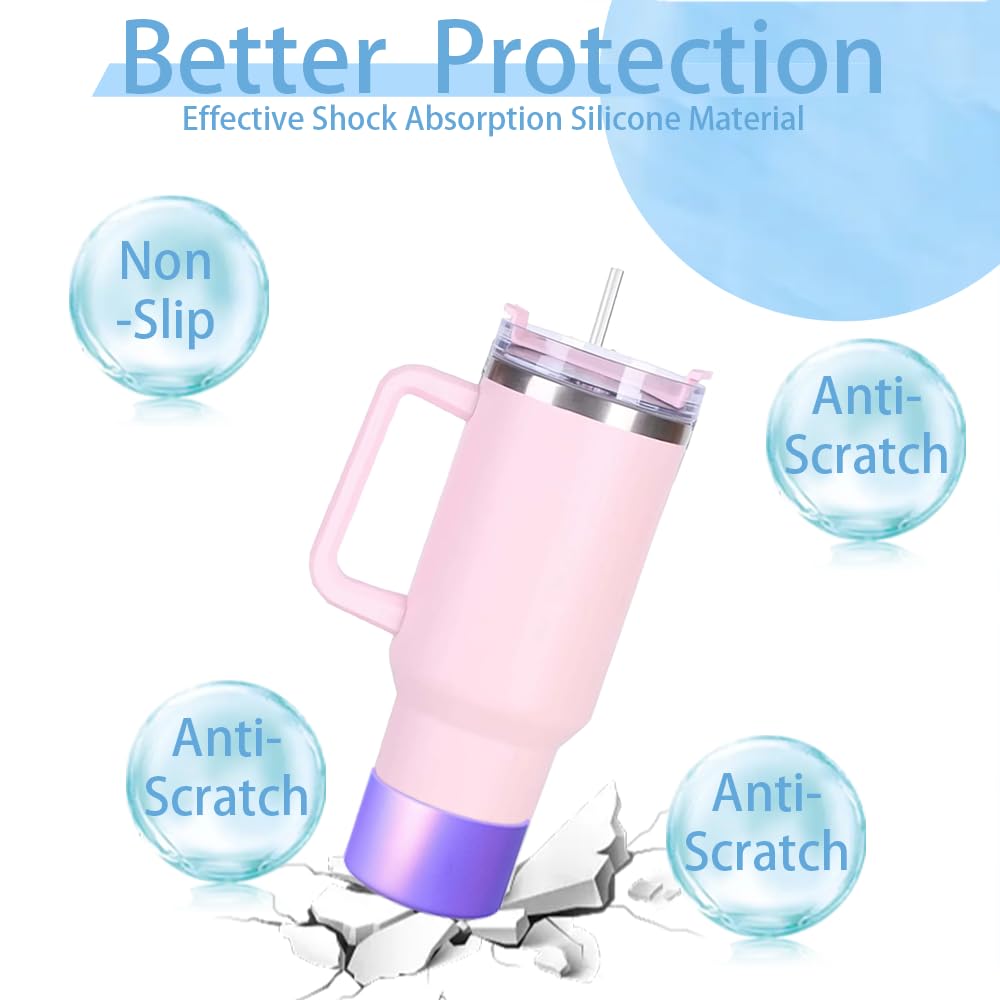 Metallic Matte Luster Silicone Boot Sleeve for Owala 24oz & Stanley/Simple Modern 20-40oz & Water Bottle 12-24oz and More Bottles with 2.8-3in Base Glitter Anti-Slip Bottom Cover (Wisteria)