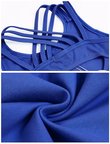 Arshiner Dance Leotard for Girls Crisscross Straps Sleeveless Camisole Ballet Leotard,Royal Blue,6-7 Years