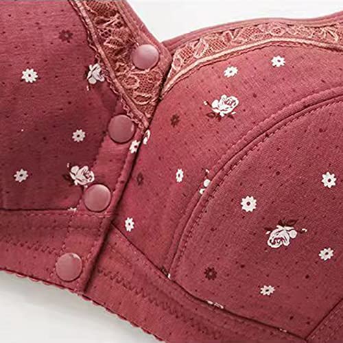 Generic Bras for Women No Underwire Front Closure Bra Plus Size Full Coverage Bralette Breathable Wireless Bra Sports Bras Wine, XX-Large
