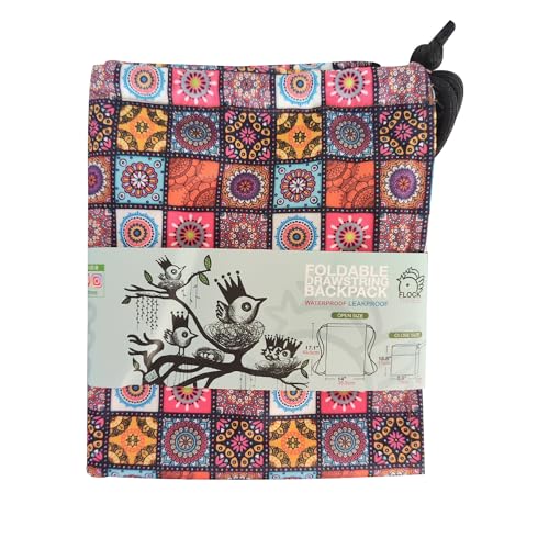 FLOCK THREE Leakproof Drawstring Backpack Sports Gym Bag Large Capacity With Pocket for Sports Gym Travel Swimming Beach (Flower01)