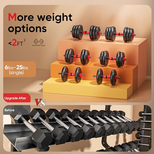 UNNMIIY Adjustable Dumbbells, 10/20/35/45/70/90lbs Free Weight Set with Connector, 4 in1 Dumbbells Set Used as Barbell, Kettlebells, Push up Stand, Fitness Exercises for Home Gym Suitable Men/Women