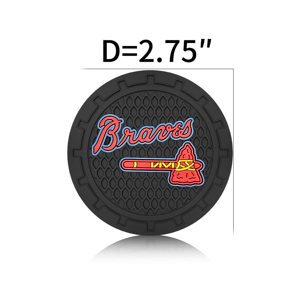 UMLYOP Braves Car Cup Holder Coasters for Baseball Fans,Atlanta Braves Car Coasters for Car Cup Holder,Baseball Stuffs Braves Car Cup Holder Insert,Souvenir/Gifts for Baseball Fans,Car Cup Mat,2.75''