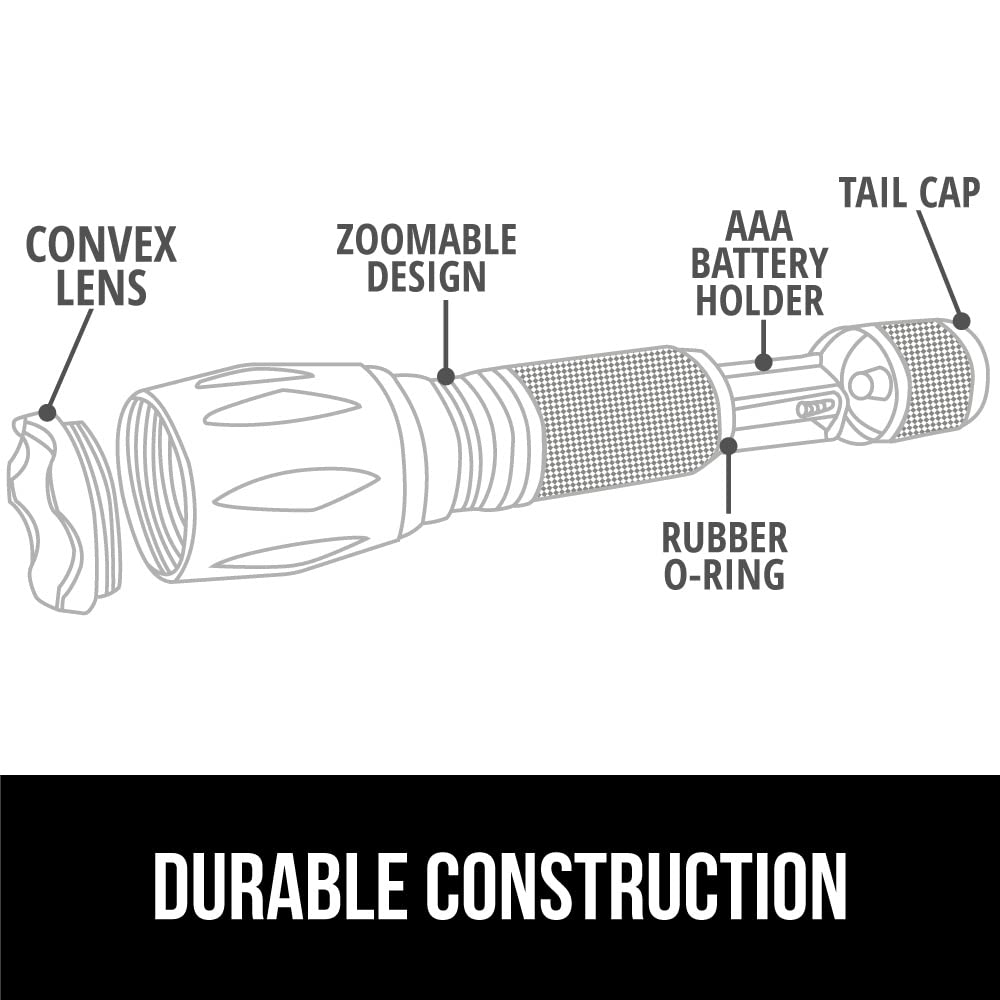 Gorilla Grip Powerful LED 750 FT Water Resistant 5 Adjustable Mode Tactical Flashlight, High Lumens Ultra Bright Battery Life Zoom Flashlights, Small Camping Car Mini Flash Light Accessories, Orange