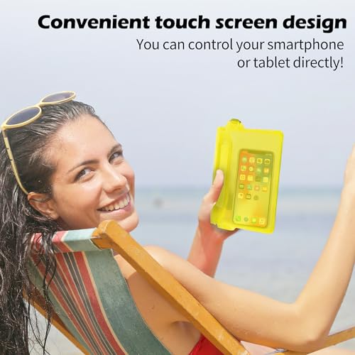 jealkip Waterproof Pouch with Adjustable Waist Strap, Waterproof Dry Bag, Keeps Cell Phones and Valuables Safe and Dry, Perfect for Kayaking, Beach, Camping and Swimming (Yellow)