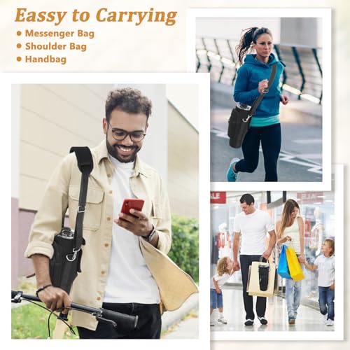 Water Bottle Carrier Bag with Phone Pocket Compatible with Stanley/Meoky 40 oz Tumbler with Handle,Neoprene Water Bottle Holder Pouch with Adjustable Strap Compatible with Stanley Cup Accessories,Pink