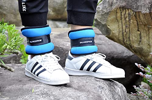 Signature Fitness Fully Adjustable Ankle Wrist Arm Leg Weights, 2 lbs each (4-lb pair), Blue