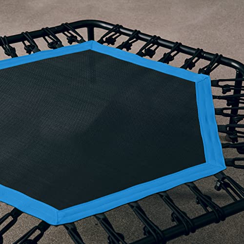 SportPlus Indoor Trampoline, Blue/Green/Red, Rebounder Home Fitness Trampoline with Height Adjustable Bar