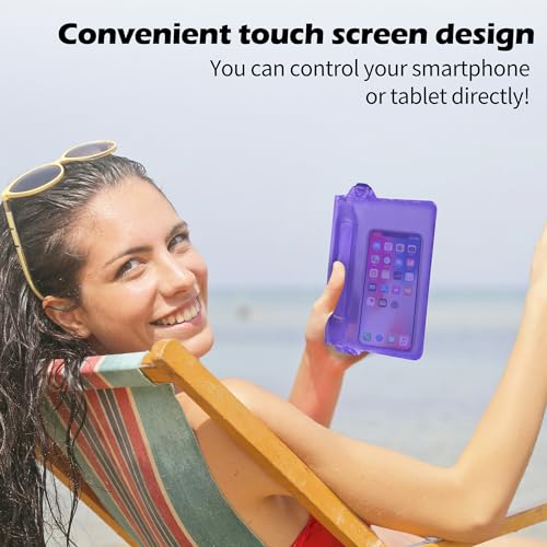 jealkip Waterproof Pouch with Adjustable Waist Strap, Waterproof Dry Bag, Keeps Cell Phones and Valuables Safe and Dry, Perfect for Kayaking, Beach, Camping and Swimming (Purple)