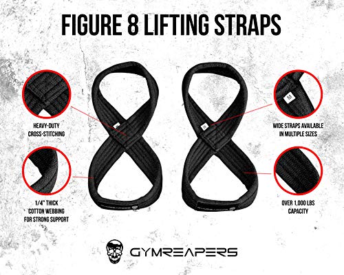 Figure 8 Lifting Straps For Deadlift, Powerlifting, Strongman, & Cross Training Strong Weightlifting Wrist Straps For Men, Women(Black, Small)