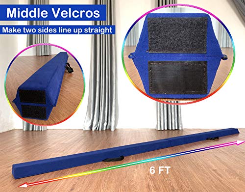 Marfula 6 FT / 8 FT / 9 FT Gymnastics Balance Beam Floor Beam - Extra Firm - Suede Cover - Anti Slip Bottom with Carry Bag For Kids/Adults Home Use (Blue, 6 FT)
